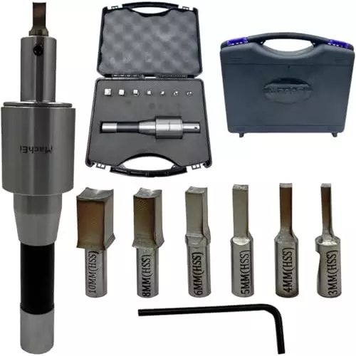 MachEl R8 Shank Rotary Broach Set 7/16 (11.112 mm) Drawbar) with 7 HSS Square Punches