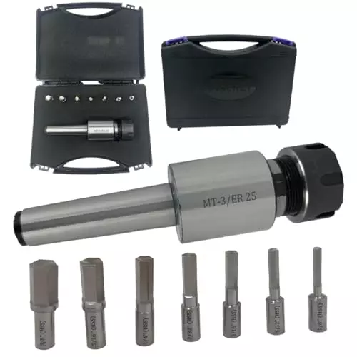 MachEl Precision MT3 Rotary Broach Set ER25 Adapter and 7 Hex Punches