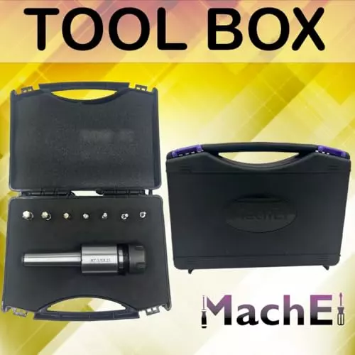 MachEl Precision MT3 Rotary Broach Set ER25 Adapter and 7 Hex Punches