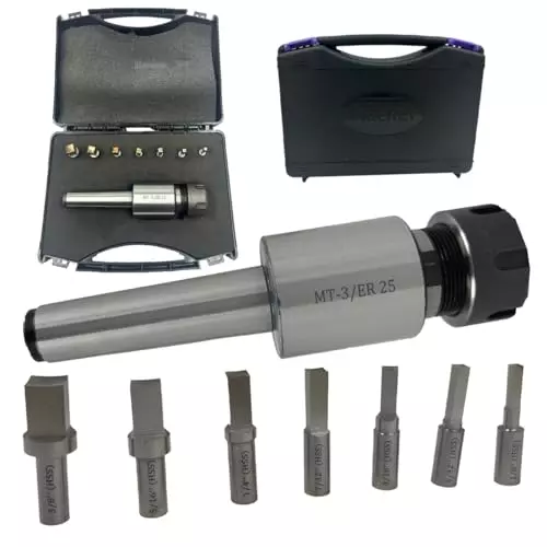 MachEl MT3 Shank Rotary Broach with ER25 Adapter and 7 Square Punches Precision Machining Kit