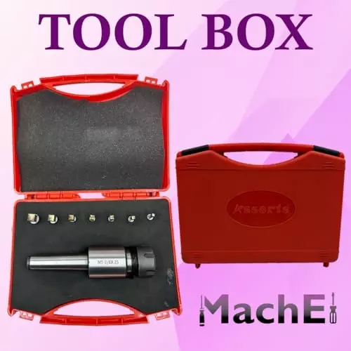 MachEl MT3 Shank Rotary Broach with ER25 Adapter and 7 Square Punches Precision Machining Kit