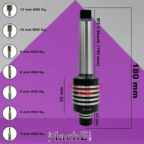 MachEl MT-3 Teng Style Rotary Broach with 7 Square Punches 100 mm Length