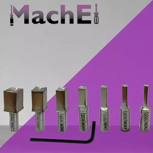 MachEl MT3 Shank Rotary Broach with ER16 Adaptor and 7 Square Broaches