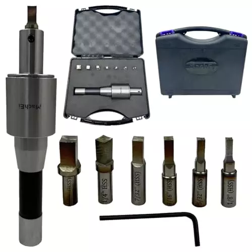 MachEl R8 Shank Rotary Broach Set with 7 HSS Square Punches (R8-Square)