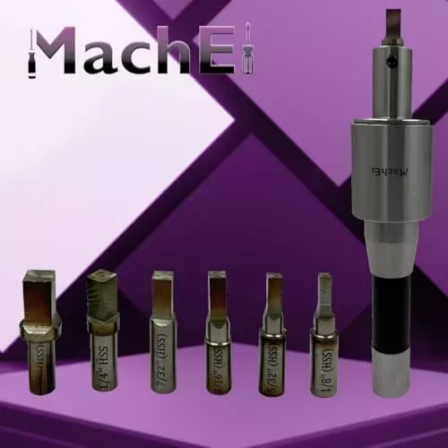 MachEl R8 Shank Rotary Broach Set with 7 HSS Square Punches (R8-Square)