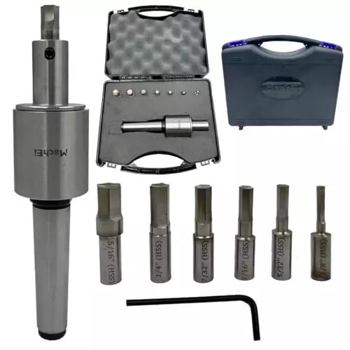 MachEl MT3 Shank Rotary Broach Set with 7 HSS Hex Punches M12x1.75 mm Drawbar Thread (MT3-Hex)