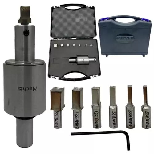 MachEl 3/4 inch (19.05 mm) Straight Shank Rotary Broach Set with 7 HSS Square Punches