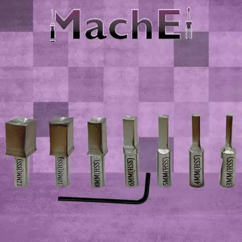 MachEl 3/4 inch (19.05 mm) Straight Shank Rotary Broach Set with 7 HSS Square Punches