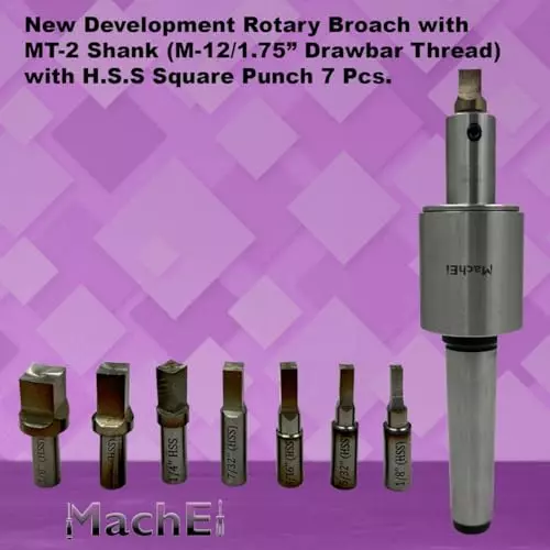 MachEl MT3 Shank 7-Piece HSS Square Rotary Broach Set M12x1.75 mm (MT3-Square)