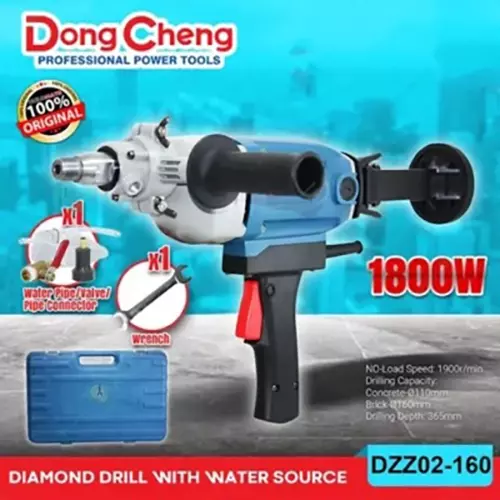 Dongcheng Diamond Drill Kit Without Bit 1800 W Power 1900 rpm Speed for Industrial Use, DZZ02-160