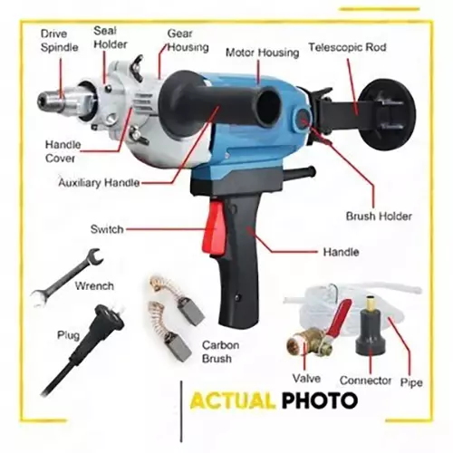 Dongcheng Diamond Drill Kit Without Bit 1800 W Power 1900 rpm Speed for Industrial Use, DZZ02-160