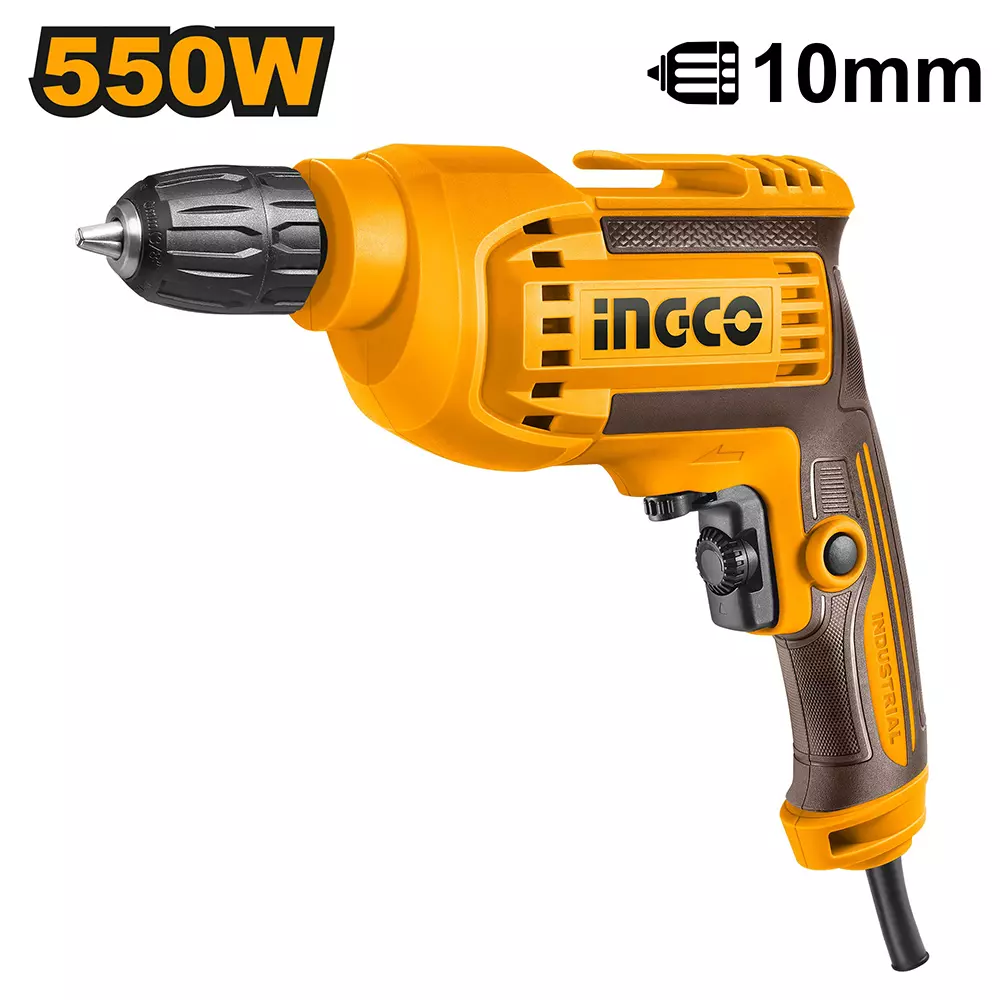 Ingco Electric Drill Machine with Extra Carbon Brushes 550 W 10 mm Forward & Reverse Switch, ED550382