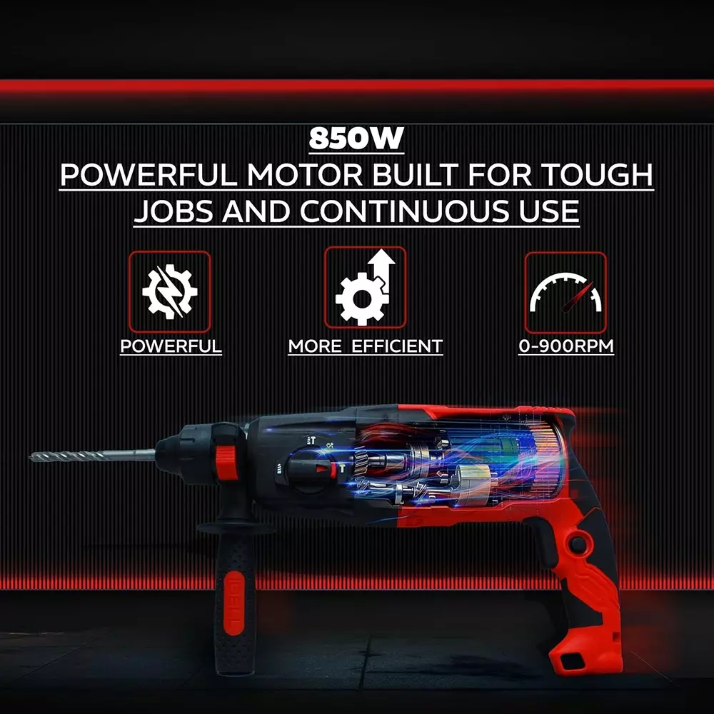 ibell-rotary-hammer-drill-0-900-rpm-no-load-speed-850-w-power-3j-impact-energy-with-accessories-rh-26-82