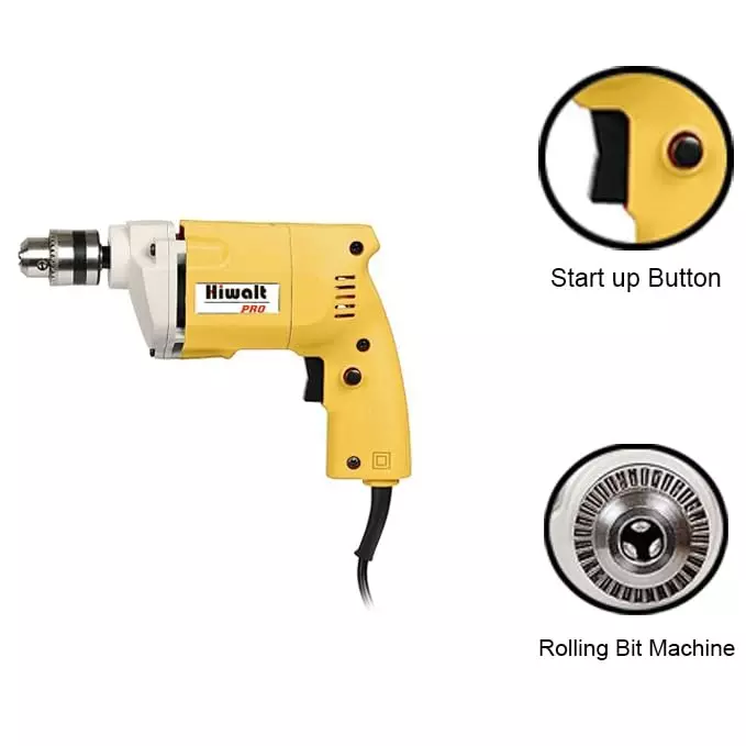 HIWALT PRO Electric Drill 400 W Power 2600 RPM No Load Speed and 10 mm Chuck Size, HW-110A
