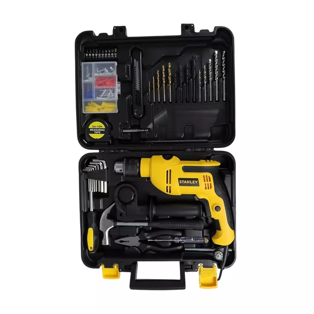 STANLEY Hammer Drill Machine 550 W Power 0-3000 RPM 1.5-13 mm Chuck Range with 120 Pcs Accessories, SDH550KPA-IN