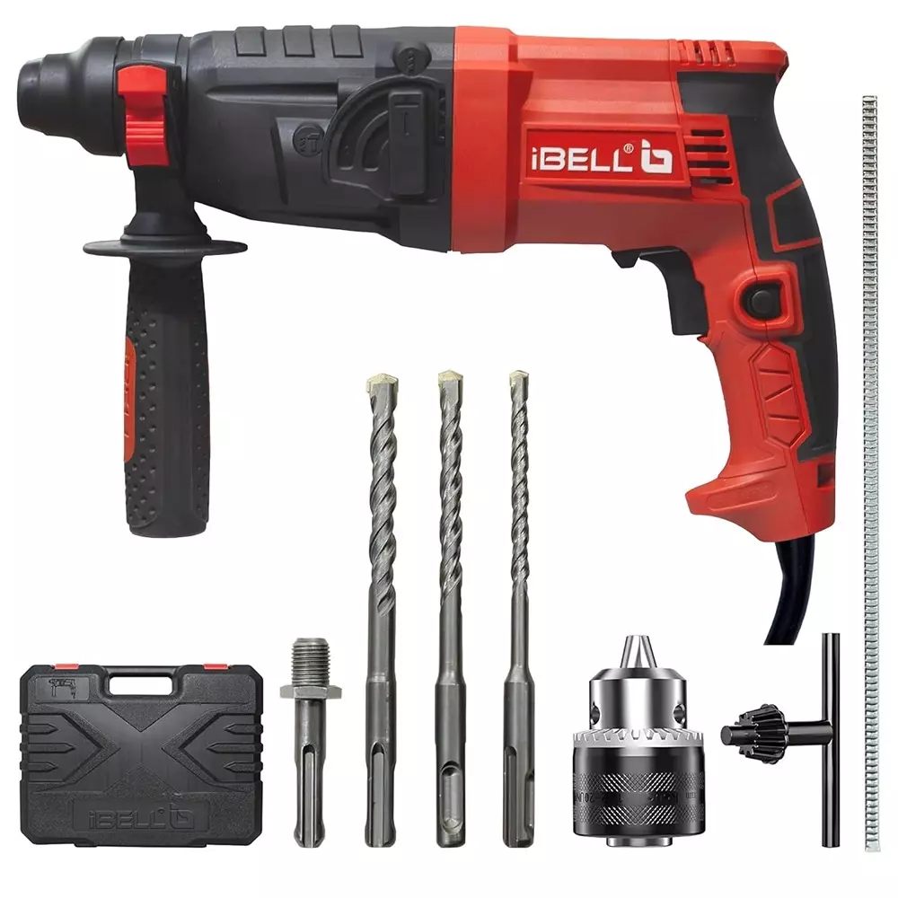 IBELL Rotary Hammer Drill 0-850 RPM No Load Speed 500 W Power 1.5J Impact Energy with Accessories, RH 20-39