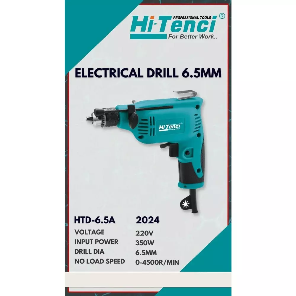 hi-tenci-350-w-electric-drill-with-4500-rpm-no-load-speed-and-65-mm-chuck-size-htd--65a-without-drill-bits