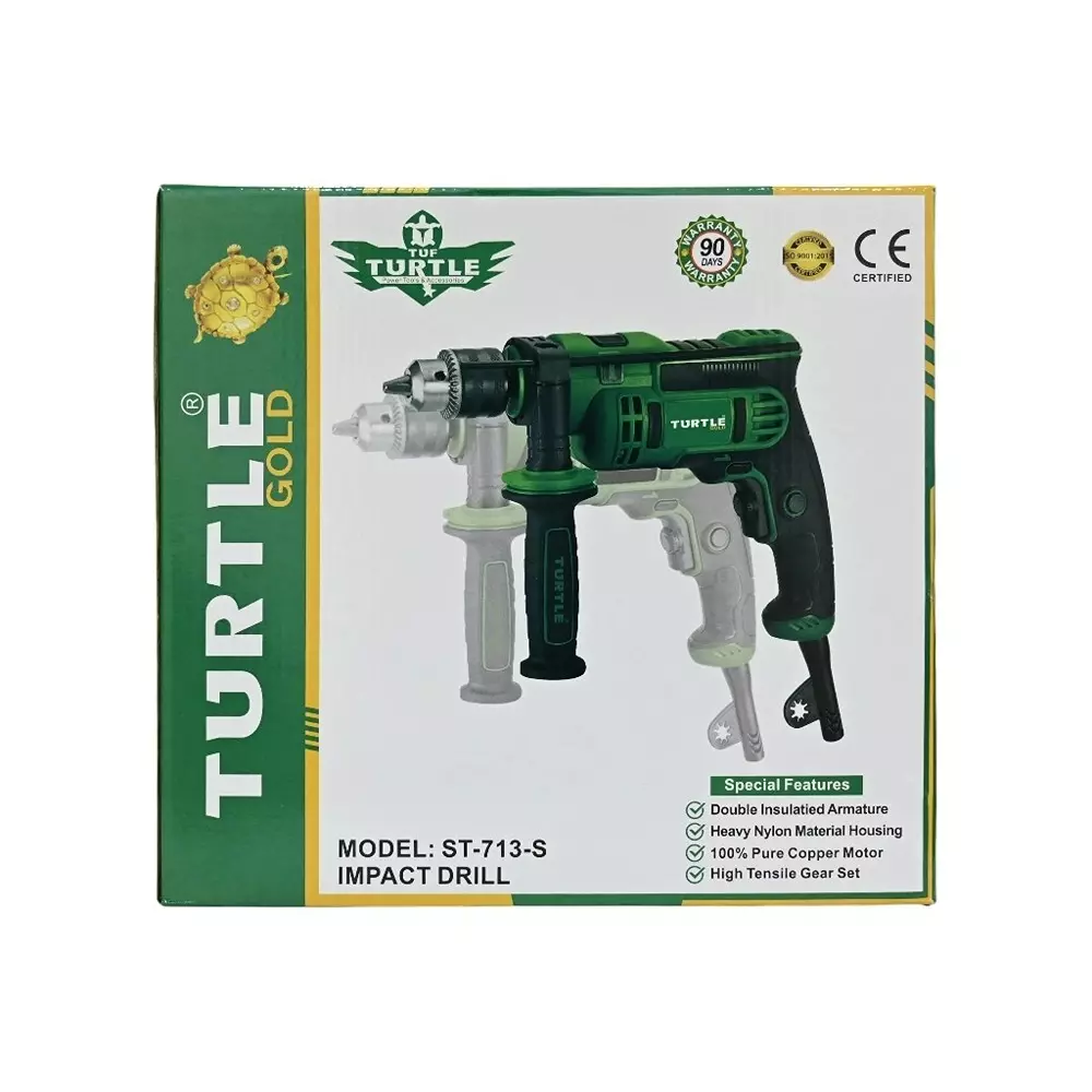 Turtle Gold Electric Drill 750 W Chuck Size 13 mm, ST 713S (without Drill Bits)