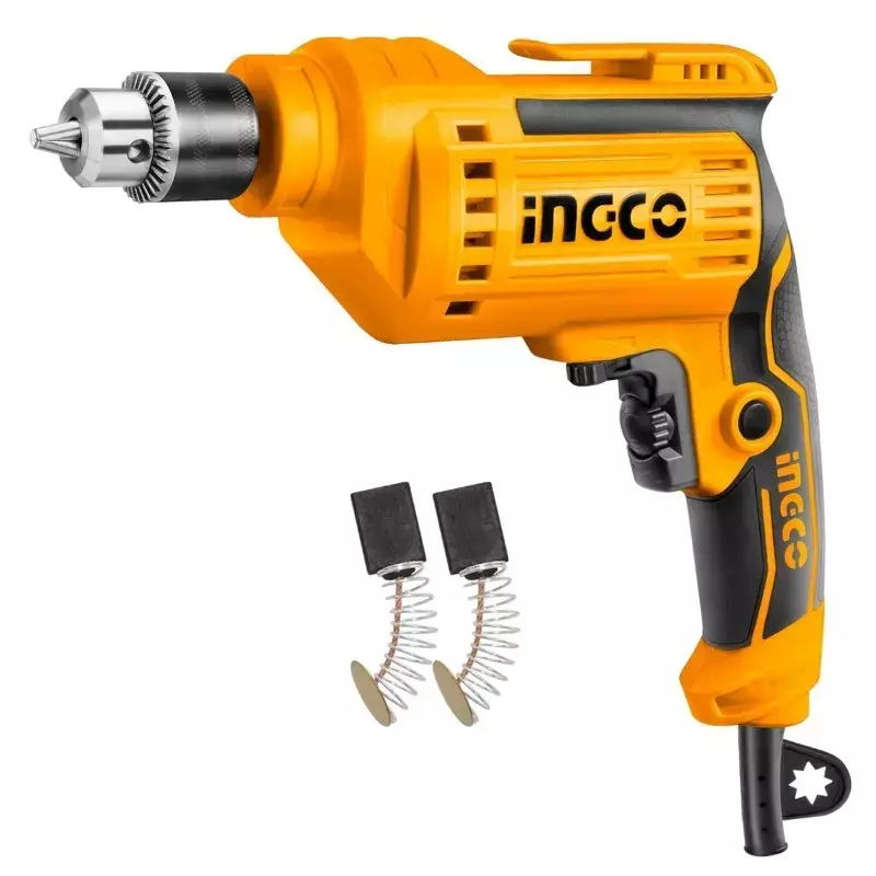 Ingco Electric Drill with 10 mm Chuck Size and 550 W Power, ED55038 (With 1 Set Extra Carbon Brushes)