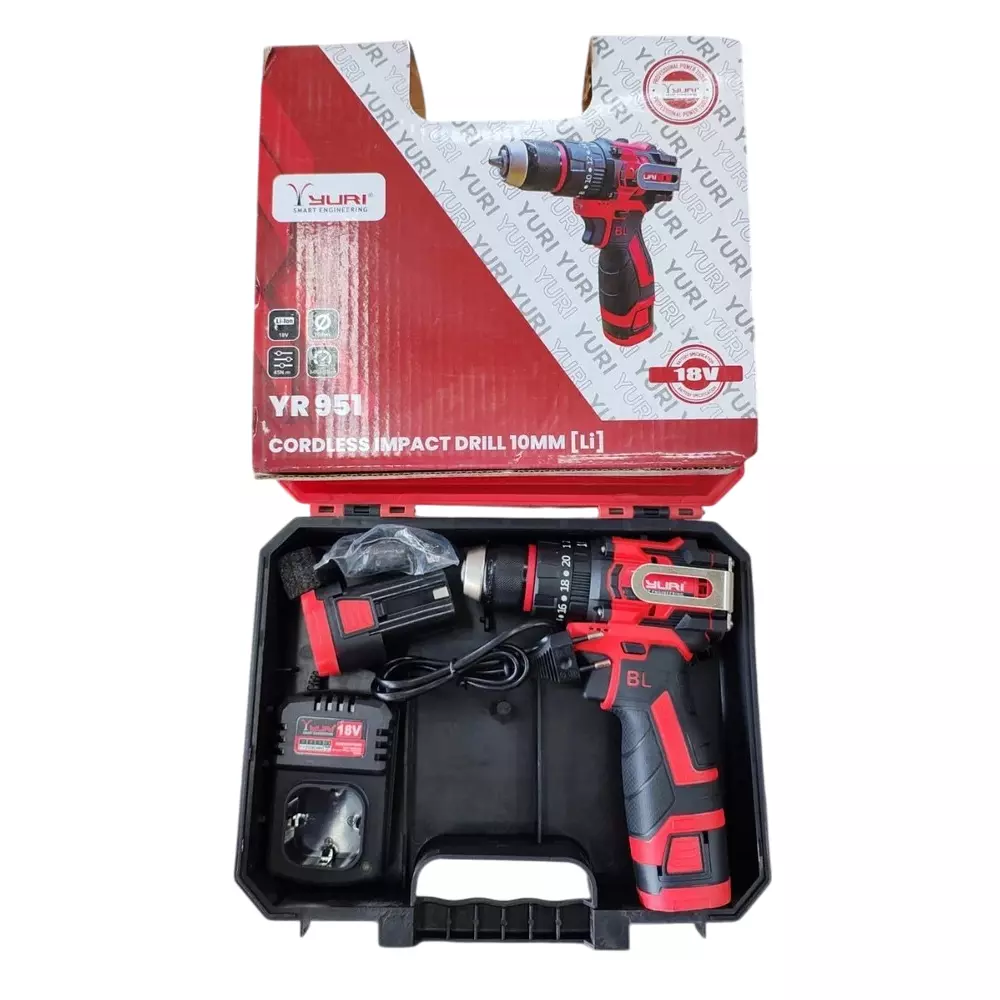 Yuri Cordless Impact Drill 18 W, 10 mm (3/8 inch) 1800 RPM, YR-951(18V)