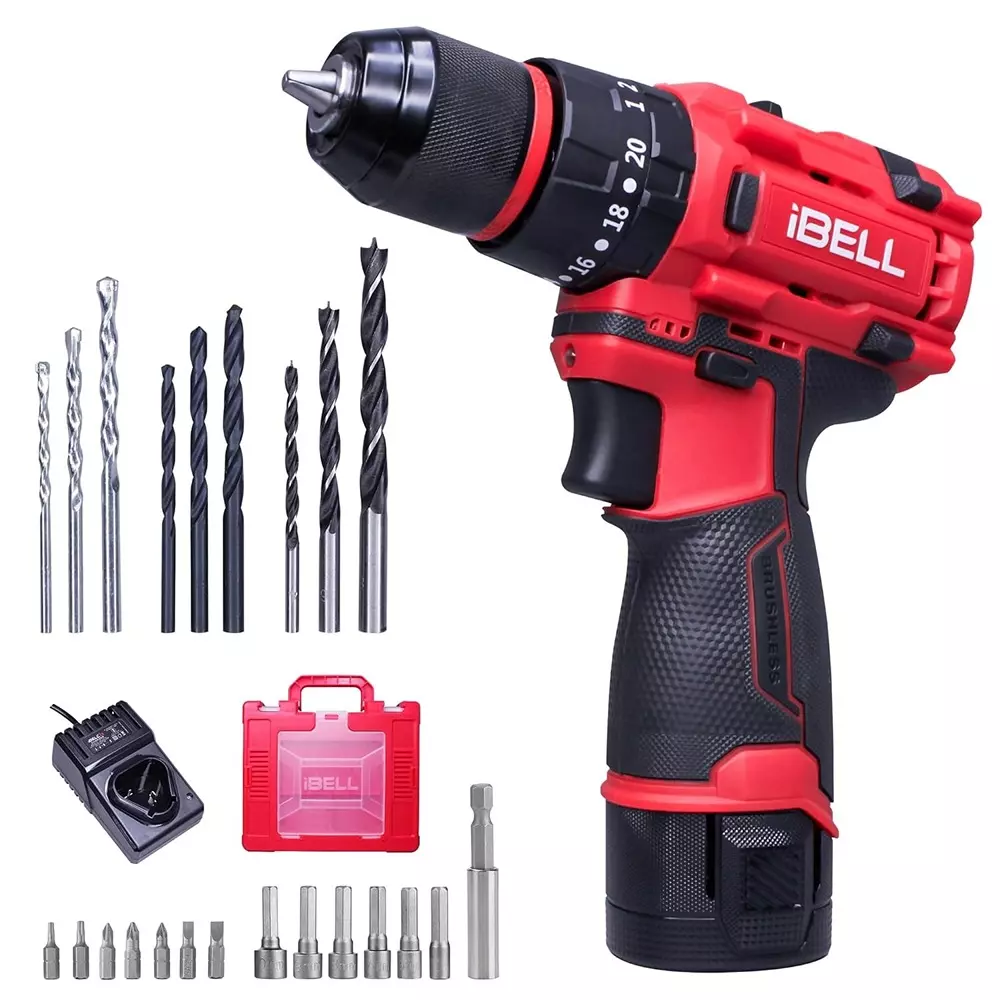 IBELL One Power Series Cordless Impact Drill Kit Brushless 40 Nm Torque with 1500 mAh Battery & Charger, IBL BD12-40