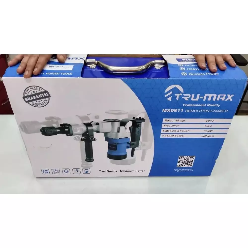 trumax-1350-w-demolition-hammer-10-j-impact-energy-and-3800-bpm-no-load-speed-mx0811-with-2-chisels-other-accessories