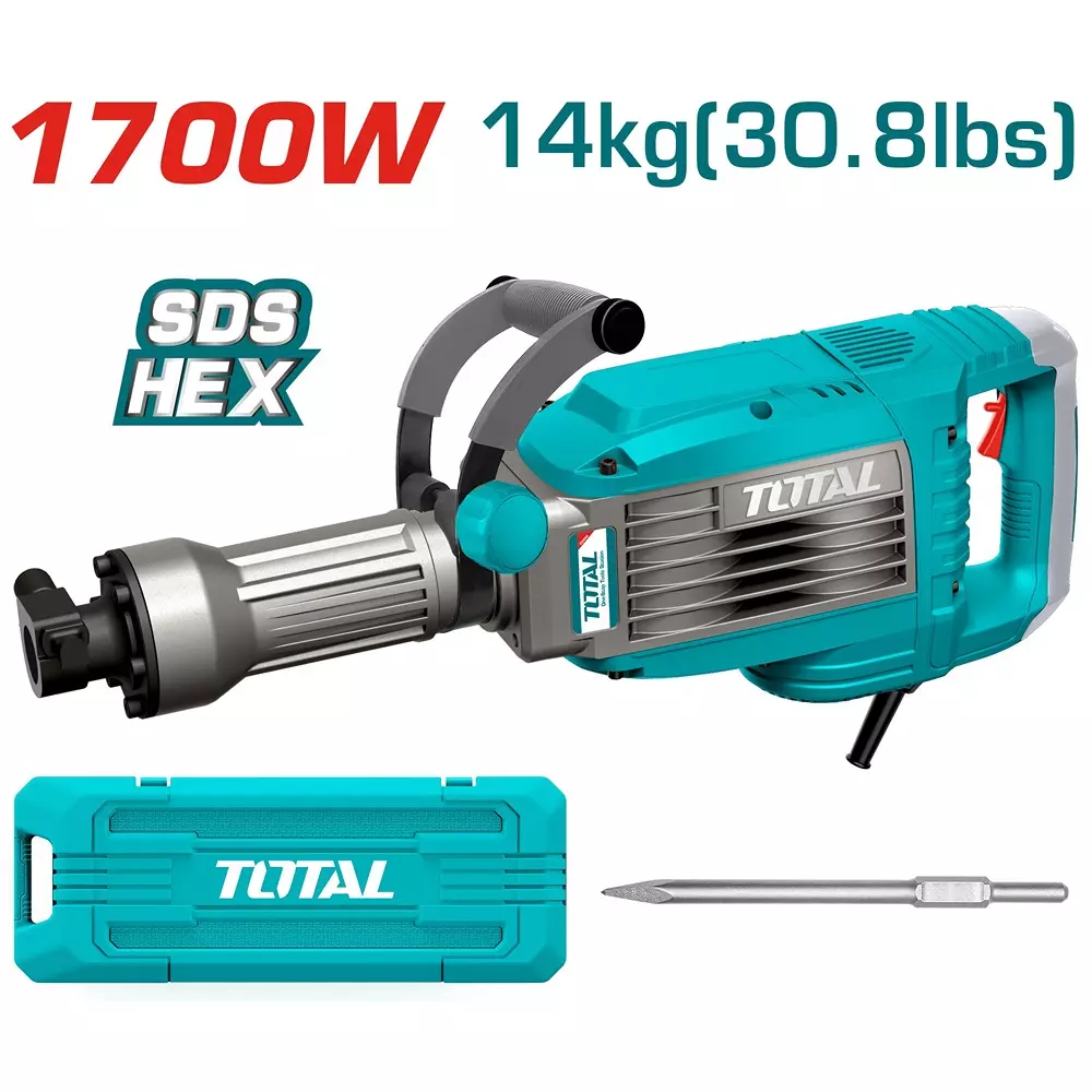 total-demolition-breaker-1700-w-50-j-impact-force-1900-bpm-hex-chuck-14-kg-th217068-with-chisels-and-extra-carbon-brushes