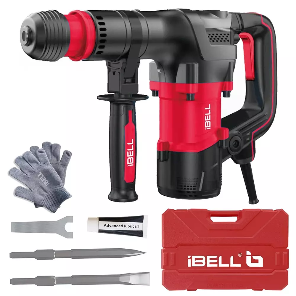 IBELL Heavy Duty Demolition Hammer 1350 W Power 20J Impact Energy 17 mm HEX Chuck Size, DH20-35