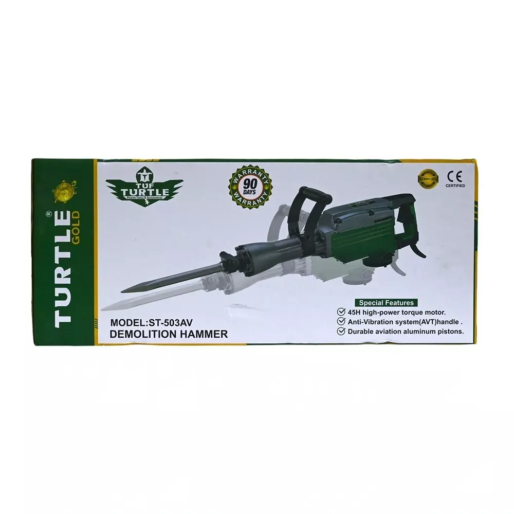 Turtle Gold Demolition Hammer Anti-Vibration 1650 W 45 J Impact Energy, ST 503AV (Without Drill Bit)