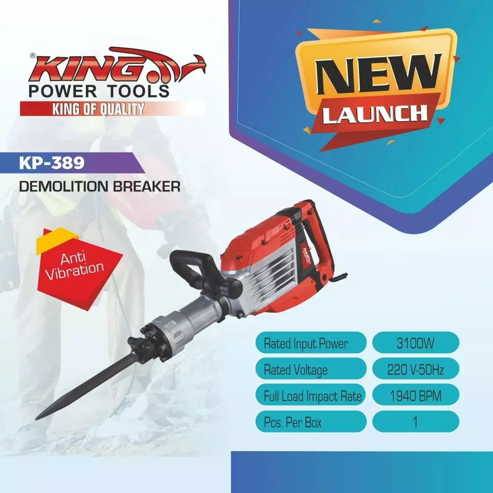 king-3100-w-demolition-hammer-65-j-impact-energy-and-1940-bpm-no-load-speed-kp-389-with-2-chisels