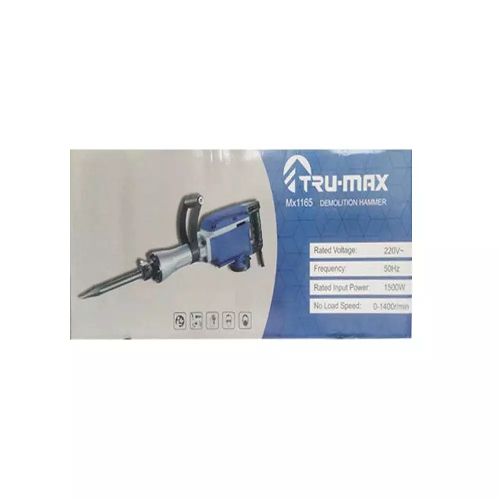 trumax-1500-w-demolition-hammer-45-j-impact-energy-and-1400-rpm-no-load-speed-ph65-with-2-chisels-other-accessories