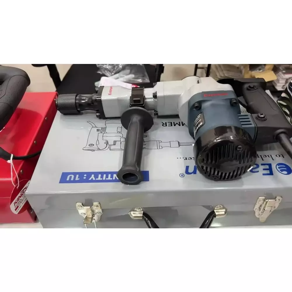 eastman-1100-w-demolition-hammer-72-j-impact-energy-and-3900-rpm-no-load-speed-erb-05-with-2-chisels-other-accessories