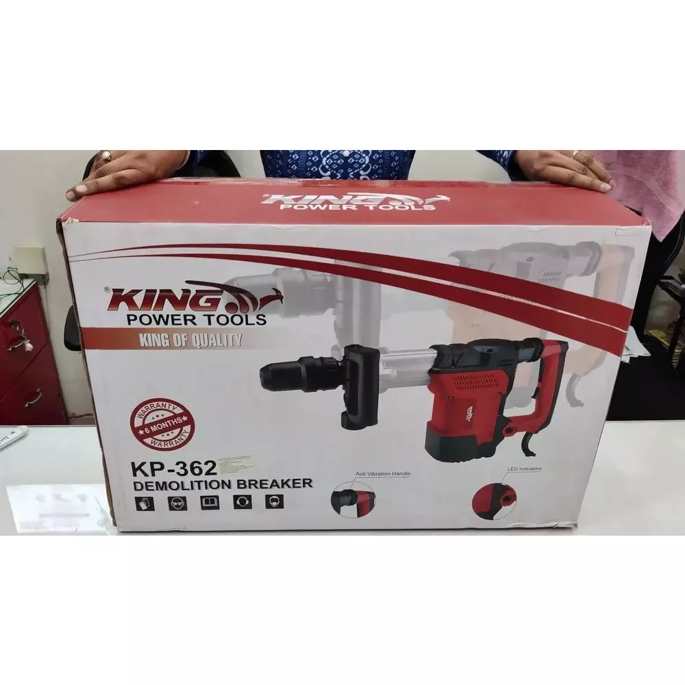 king-1850-w-demolition-hammer-45-j-impact-energy-and-1000-1900-bpm-no-load-speed-kp-362-with-1-chisel-other-accessories
