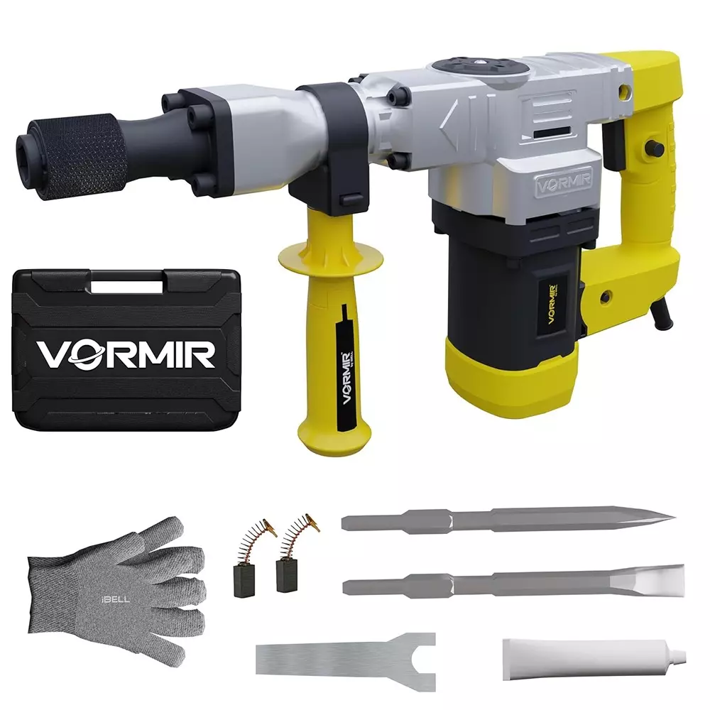 VORMIR Demolition Hammer 1150 W Power 10J Impact Energy 4100 BPM 17 mm Max. Chuck Size with Accessories, VR DH10-78