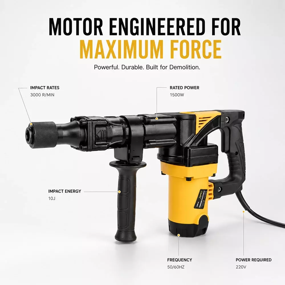 pilot-1500-w-7-kg-demolition-hammer-with-10-j-impact-energy-and-3000-rpm-impact-rate-pl-dh813-with-flat-point-chisels