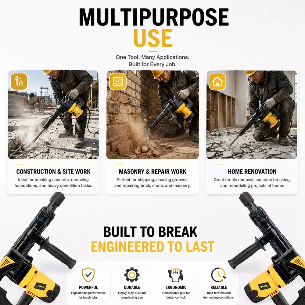 pilot-1500-w-7-kg-demolition-hammer-with-10-j-impact-energy-and-3000-rpm-impact-rate-pl-dh813-with-flat-point-chisels