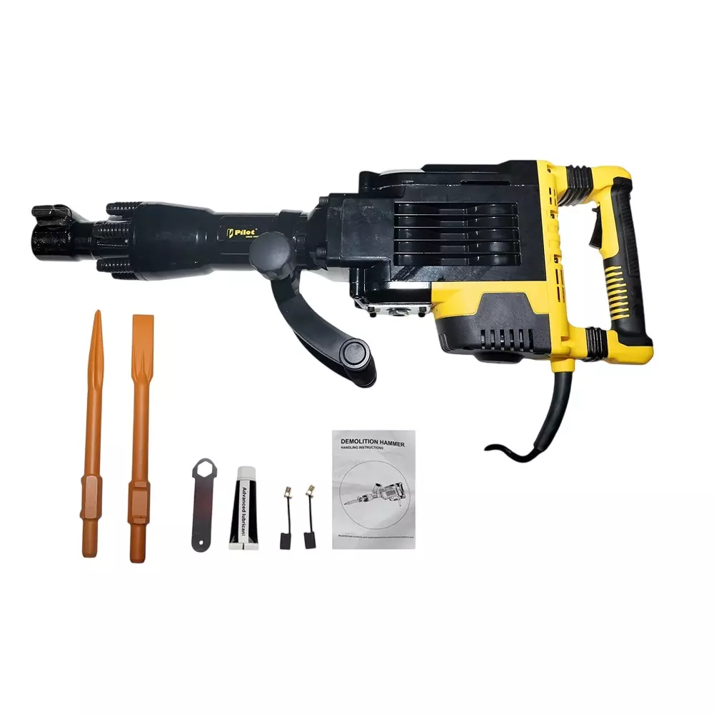 Pilot 3000 W, 24 Kg Demolition Hammer with 75 J Impact Energy and 2200 RPM Impact Rate, PL-DH110 (With Flat & Point Chisels)