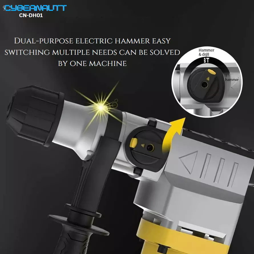 Cybernautt Electric Demolition Hammer 1100 W With Hexagonal Drill Copper Armature Heavy Duty Concrete Breaker, CN-DH01