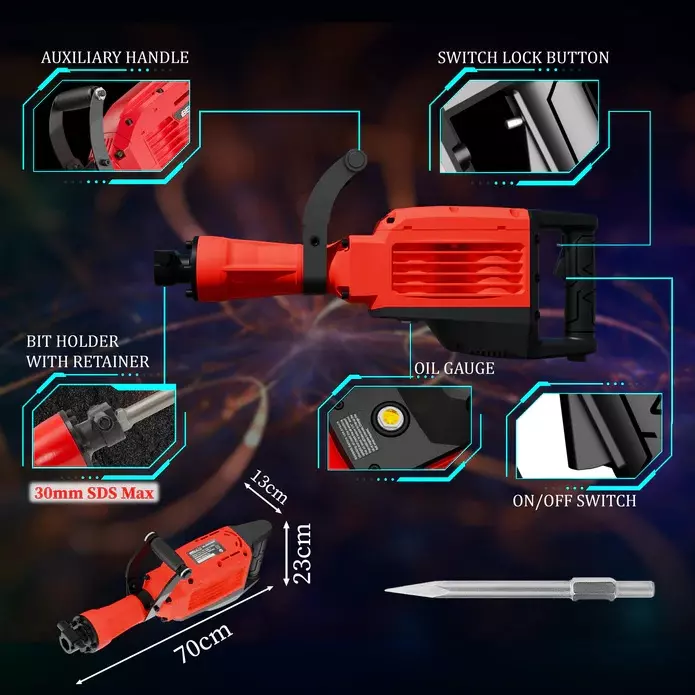 Ibell 1500 W 45 J 1900 RPM Electric Demolition Hammer DH45-20