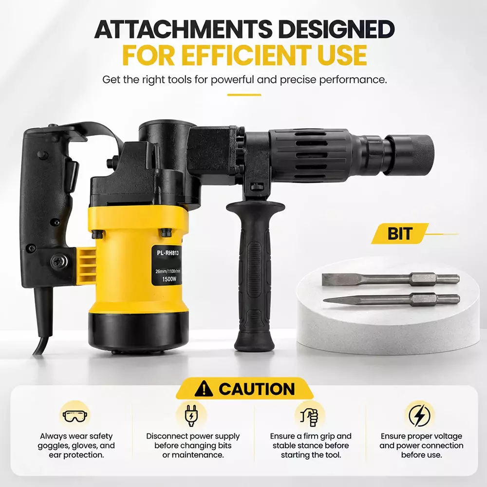 pilot-1300-w-5-kg-demolition-hammer-with-10-j-impact-energy-and-3000-rpm-impact-rate-pl-dh810-with-flat-point-chisels