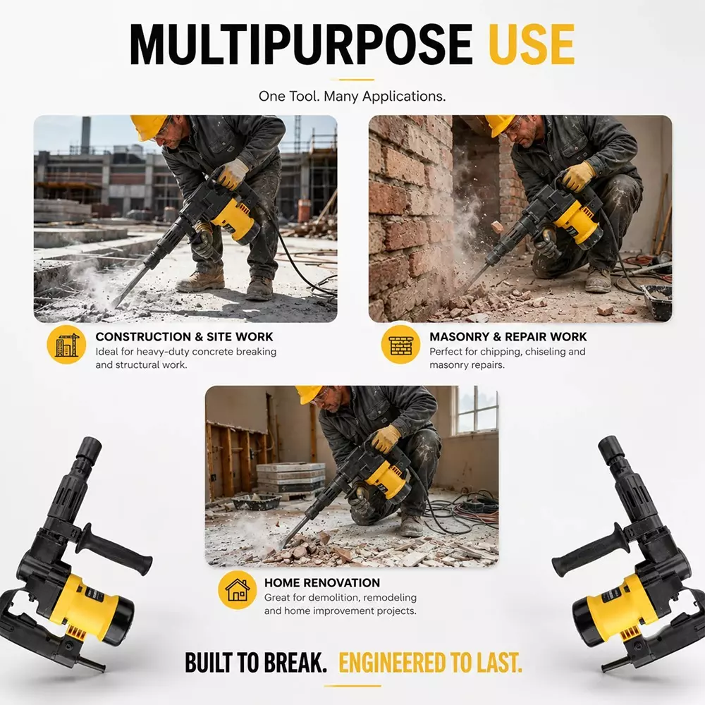 pilot-1300-w-5-kg-demolition-hammer-with-10-j-impact-energy-and-3000-rpm-impact-rate-pl-dh810-with-flat-point-chisels