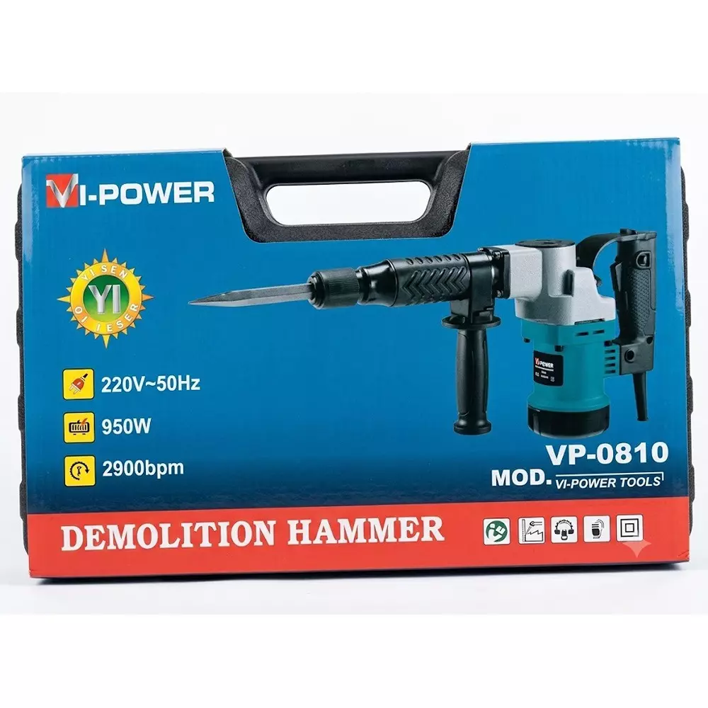 vi-power-950-w-percussion-hammer-with-18-mm-chuck-size-and-2900-bpm-impact-rate-vp-0810-55kg-type-with-2-chisels