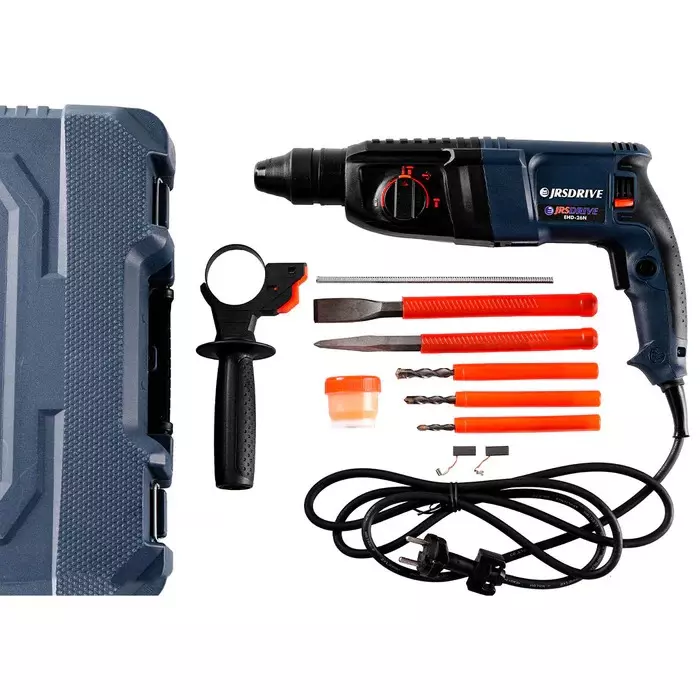 Eastman Tools JRS Drive 800 W Rotary Hammer Drill 5500 BPM Impact Rate and 26 mm Drilling Capacity, EHD-026N (With 2 Chisels and 3 Drills)