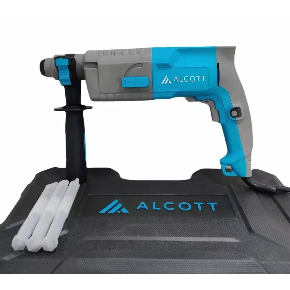 alcott-750-w-rotary-hammer-drill-850-bpm-impact-rate-and-2-j-impact-energy-at7522-with-2-chisels-other-accessories