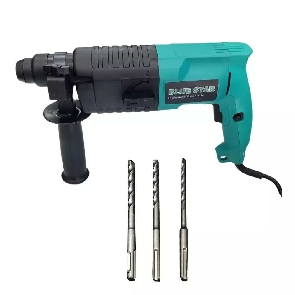 Blue Star 850 W Rotary Hammer Drill 900 BPM Impact Rate and 45 J Impact Energy, BS-20 (With 3 Drill Bits & 1 Handle)