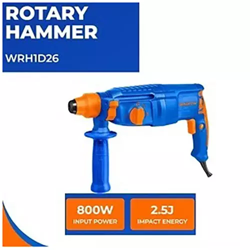 wadfow-rotary-hammer-25-j-impact-energy-4000-bpm-impact-rpm-800-w-input-power-0-1100-rpm-no-load-speed-sds-plus-chuck-system-wrh1d26
