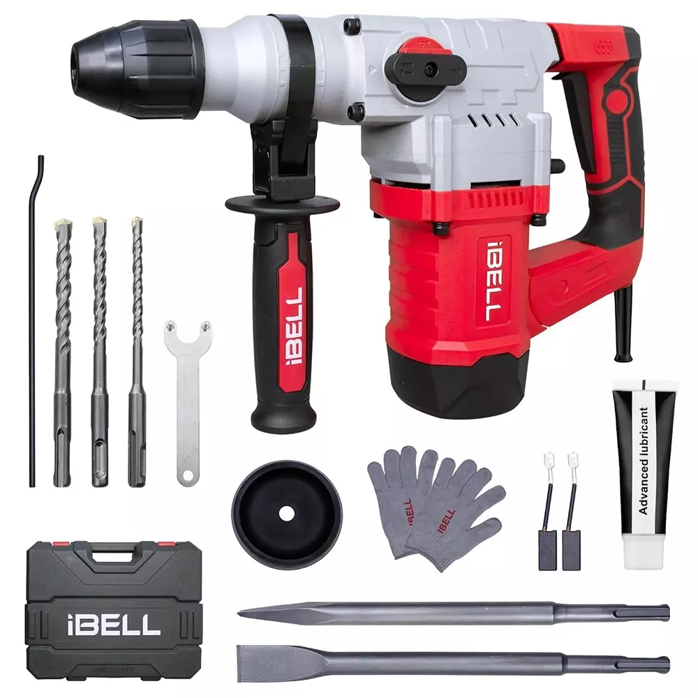 IBELL Heavy Duty Rotary Hammer 1500 W Power 950 RPM No Load Speed SDS Plus 28 mm Chuck, RH32-50