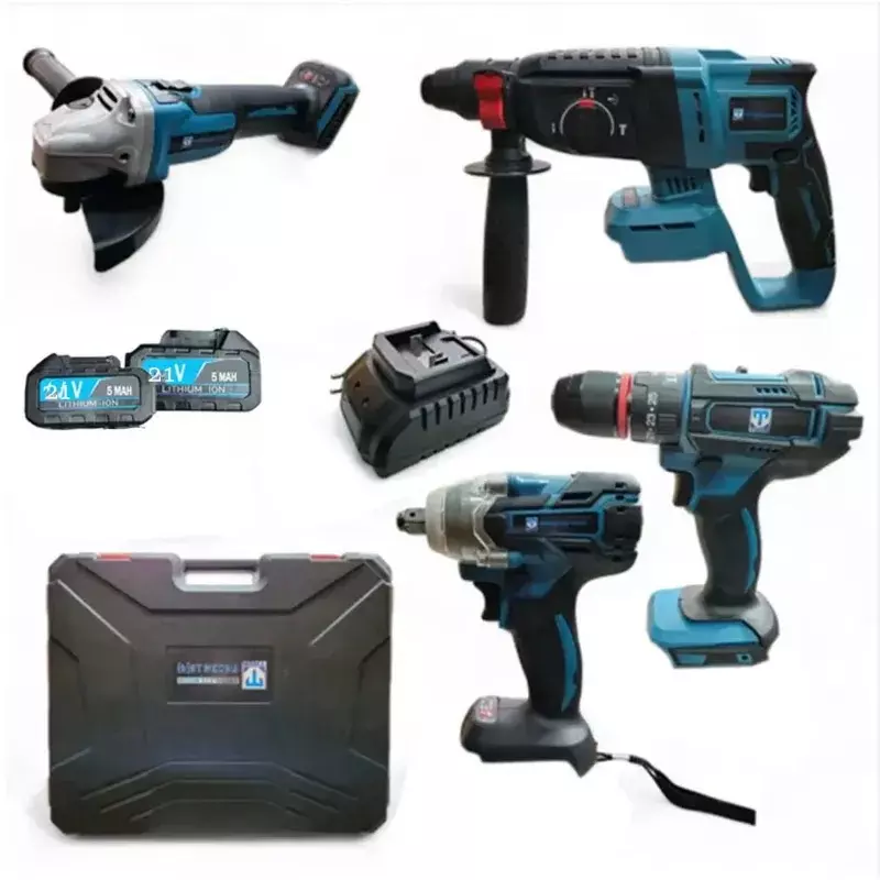 GENERIC Cordless Rotary Hammer, Angle Grinder, Impact Wrench & Impact Drill Combo, TI-PQ-22199