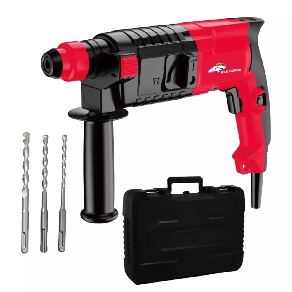 Red Horse 1500 W Rotary Hammer Drill 20 mm Drilling Diameter and 850 RPM No Load Speed, RH-333 (With 3 Drill Bits)