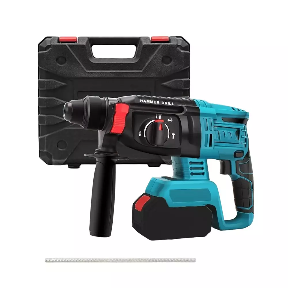 Jawsons Cordless Rotary Hammer Drill Brushless Motor 3 Modes 4000 BPM with 2x21 V Batteries